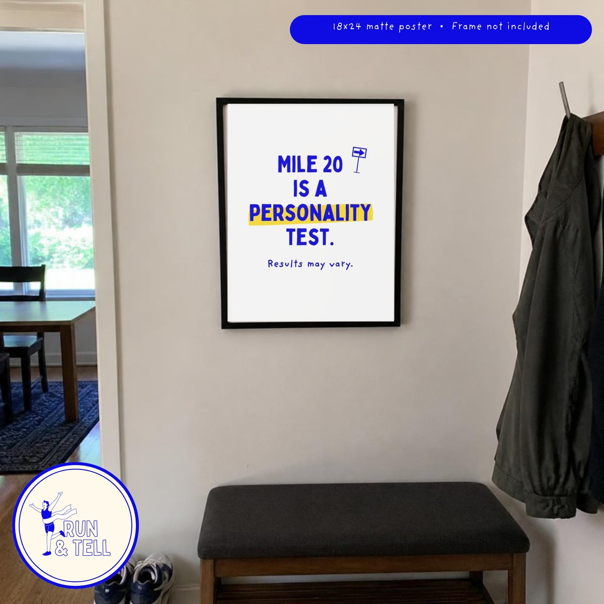 Mile 20 is a personality test poster on a living room wall