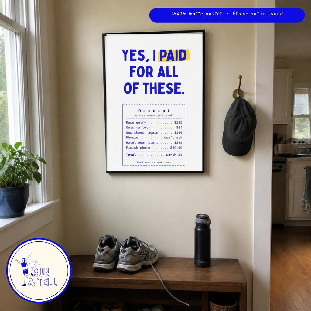 Yes I paid for all of these receipt poster on a living room wall
